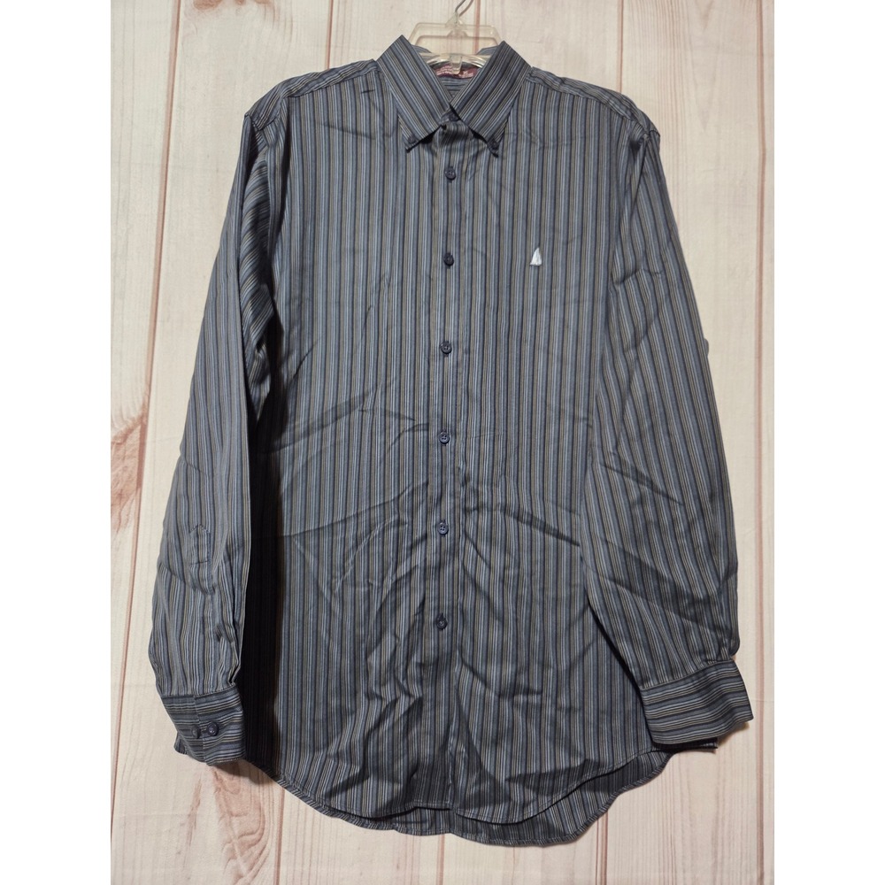 Nordstrom Smartcare Mens Medium Blue Striped Wrinkle Free Button Down Shirt M